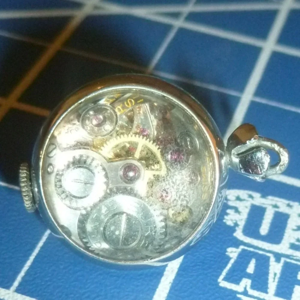Vintage BUREN Grand Prix Swiss Orb Bubble Pendant Watch Taxedo Dial Orb Works‎